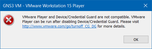 Solución: VMware Workstation Device/Credential Guard are not compatible