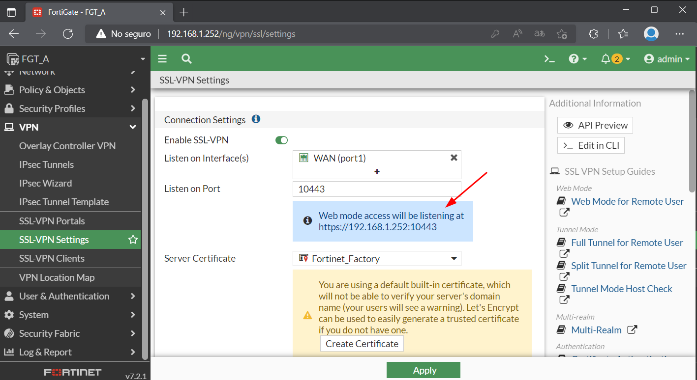 FortiGate – Eliminar formulario de login VPN SSL WEB MODE