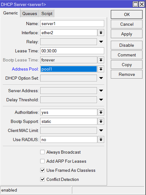Configurar servidor DHCP en Mikrotik