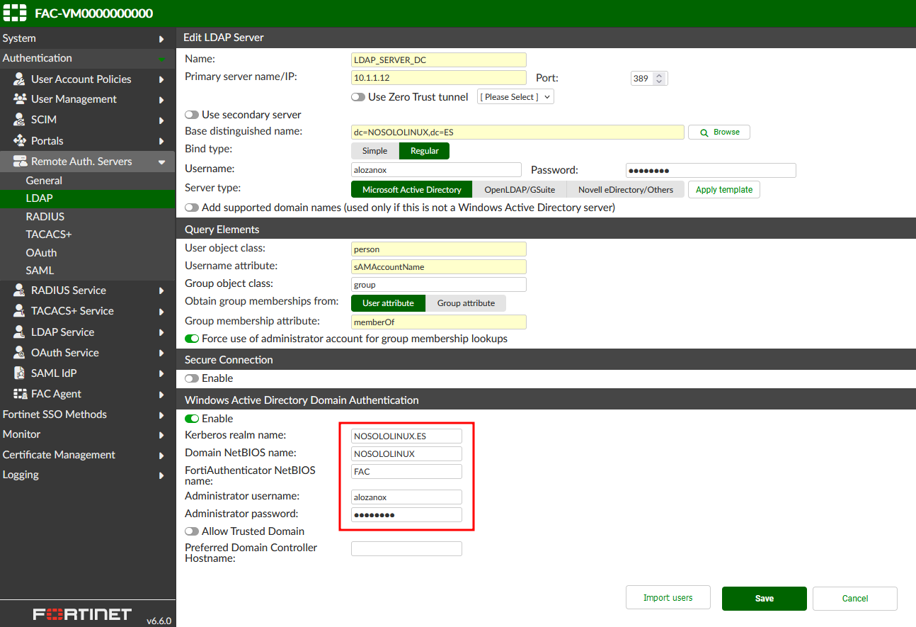 Autenticar WiFi con usuarios de Directorio Activo y FortiAuthenticator