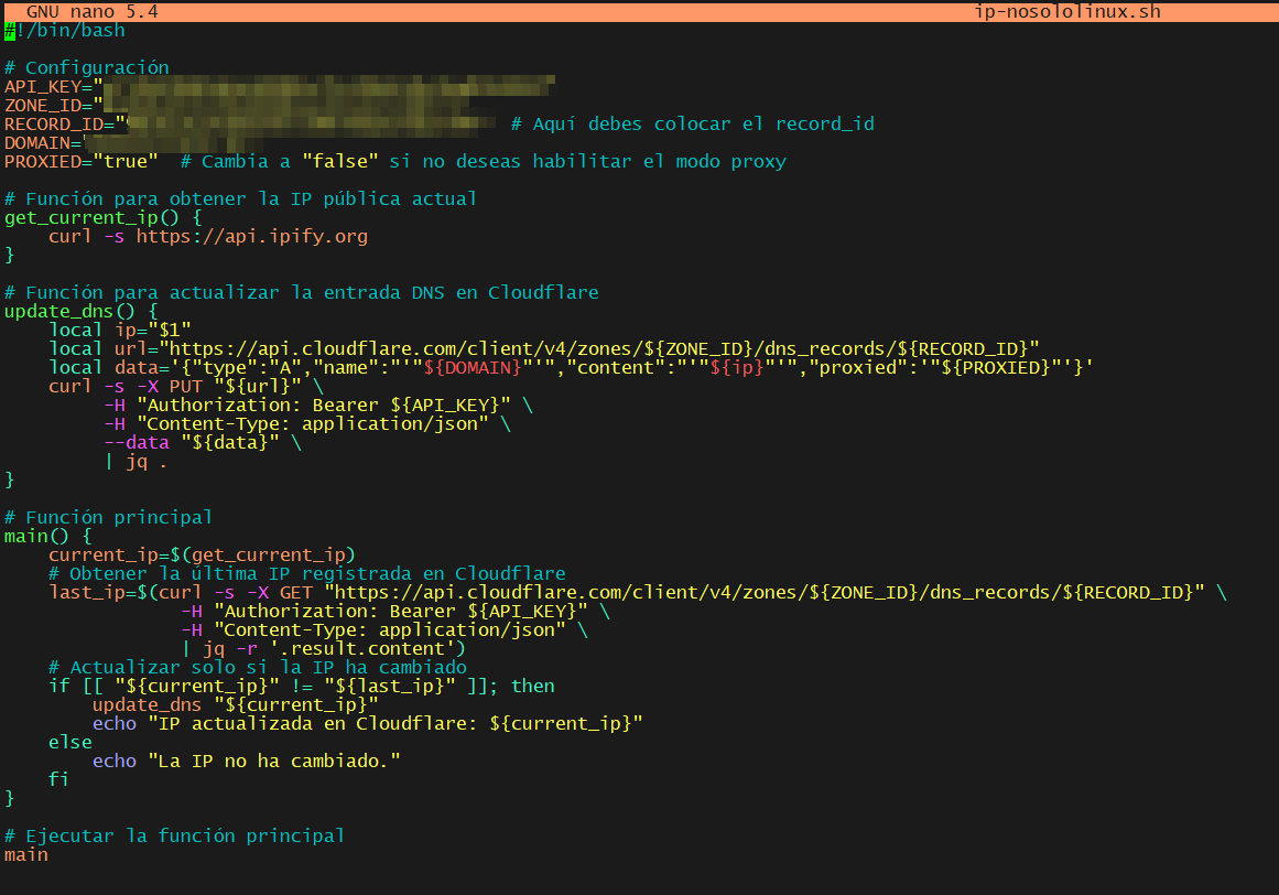 Script para actualizar la IP de tu dominio en Cloudflare