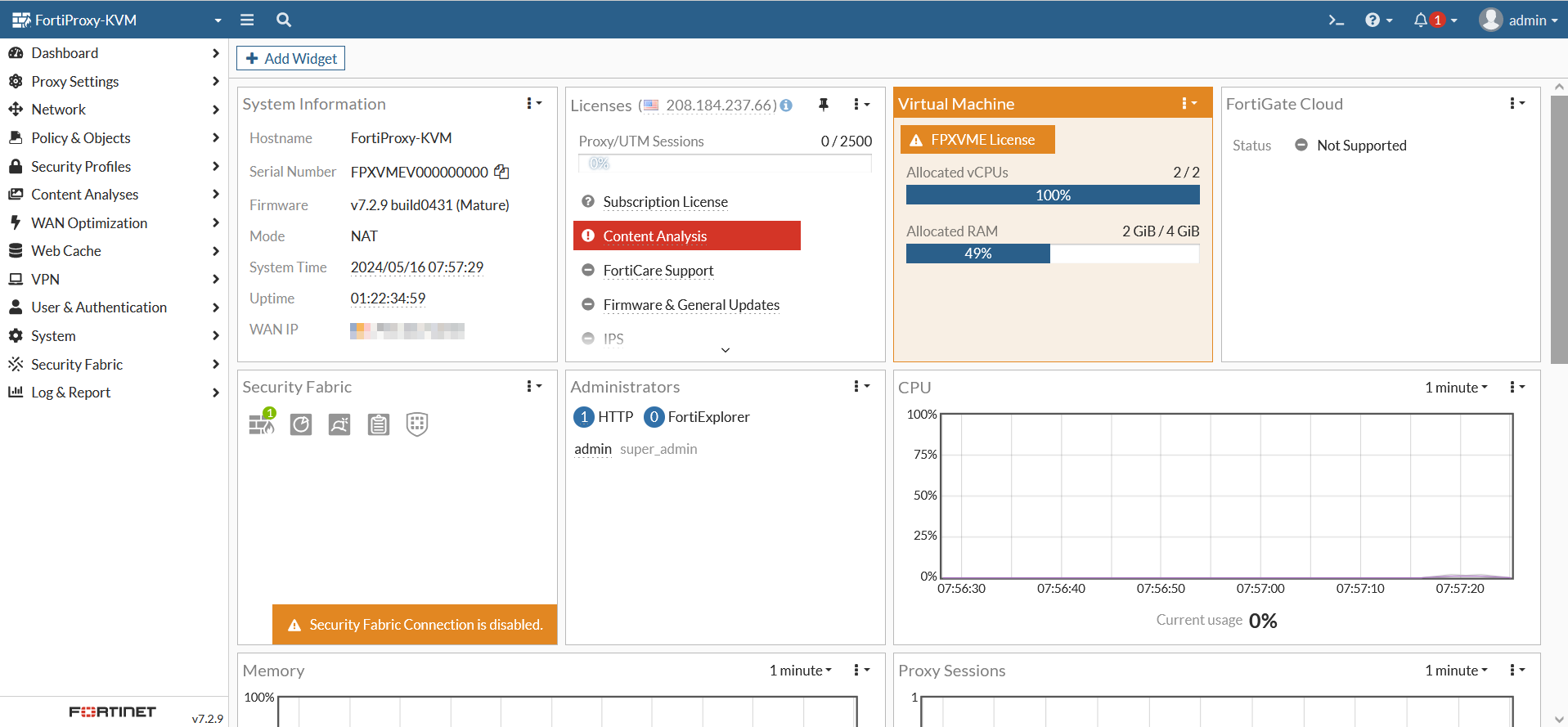 Configuración FortiProxy: Primeros pasos