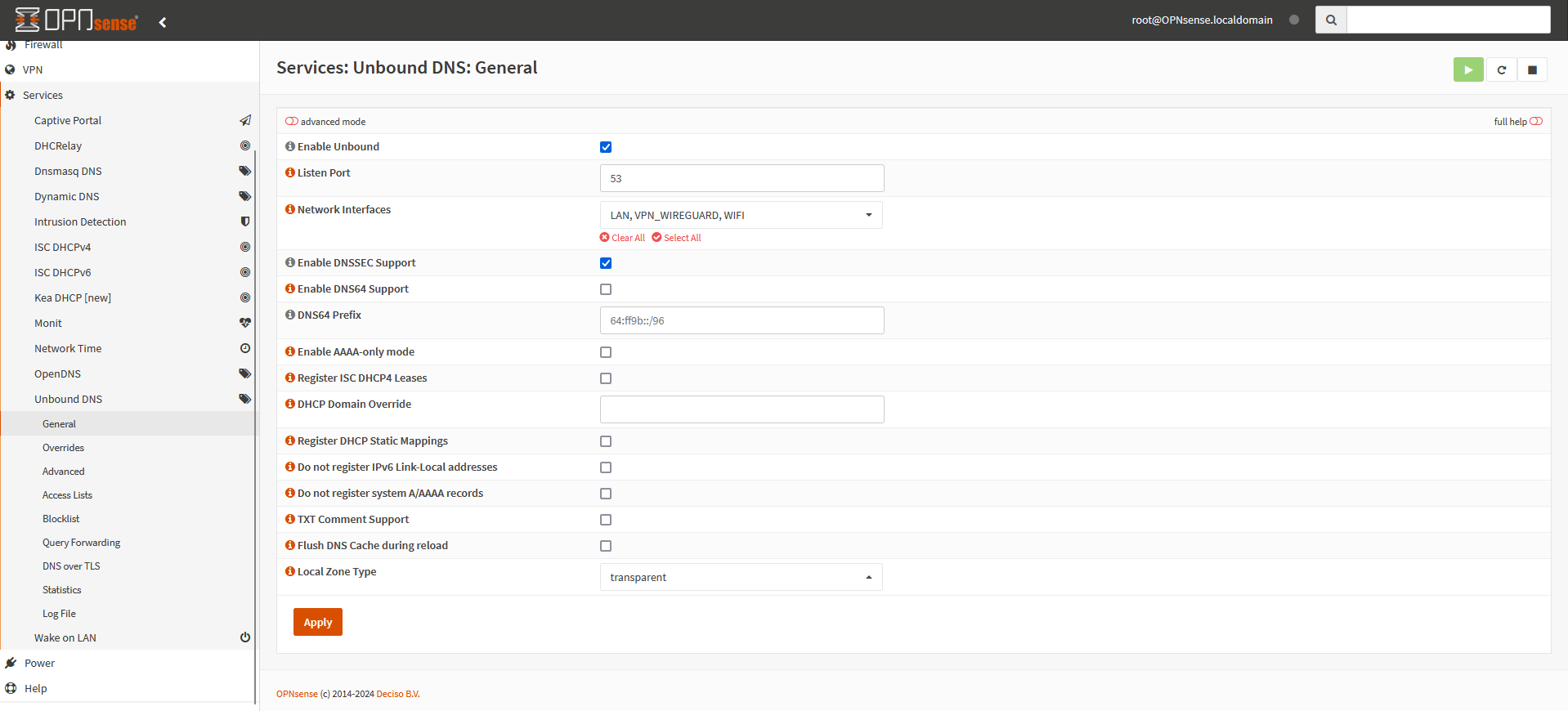 Configuración de Unbound DNS en OPNsense