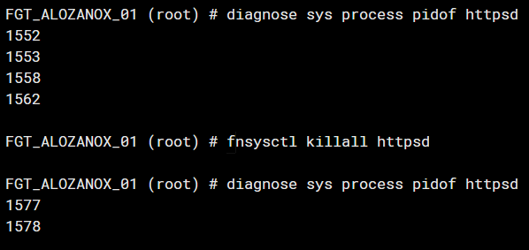 Cómo reiniciar el proceso/servicio httpsd en Fortigate