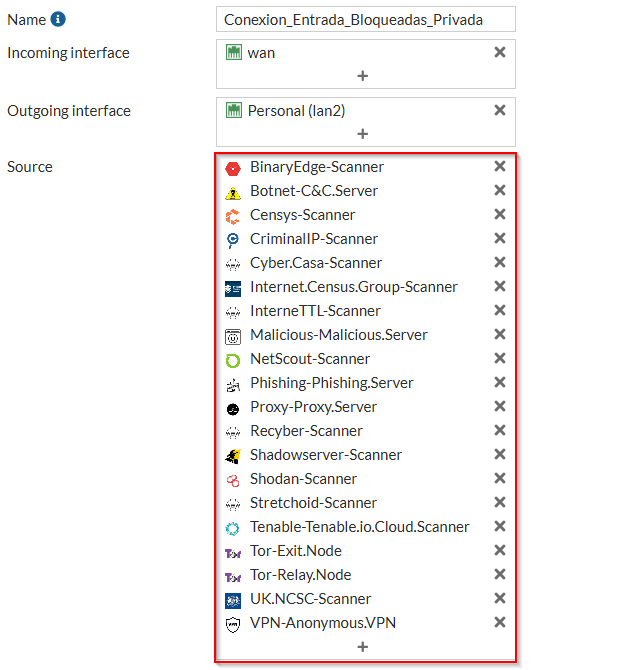 Reglas de bloqueo a servicios expuestos no autorizados en Fortigate